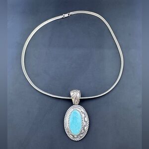 Carolyn Pollack - Silver Necklace with Turquoise Pendant - 925 silver Italy